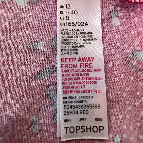 TOPSHOP RED FLORAL DRESS MINI DRESS - Picture 6 of 12